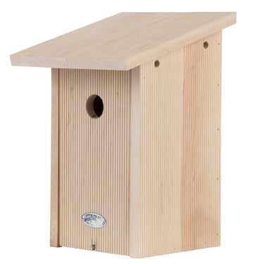 Nestkast voor een Koolmees van dik hout voorkant