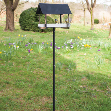 Voedertafel op pin Antraciet/wit design sfeer